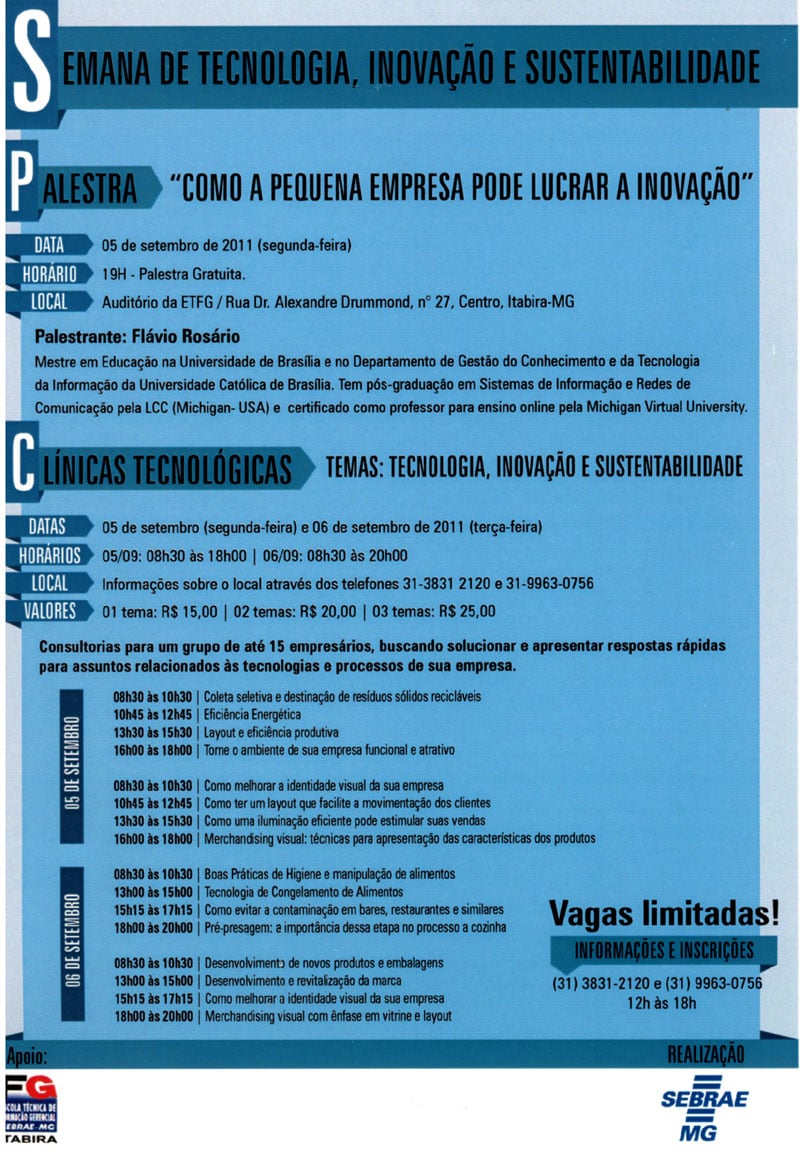 Sebrae promove Semana de Tecnologia, Inovação e Sustentabilidade em Itabira