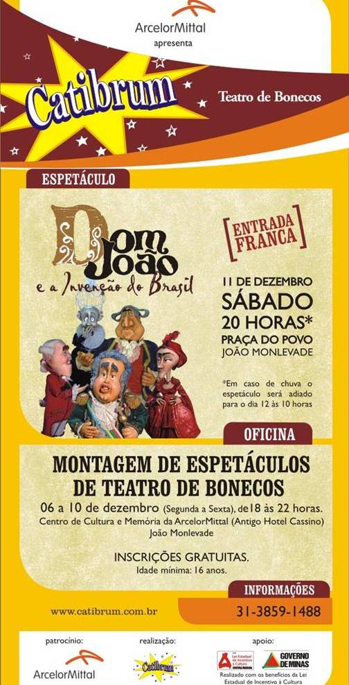 Grupo apresenta espetáculo Dom João e a Invenção do Brasil em João Monlevade