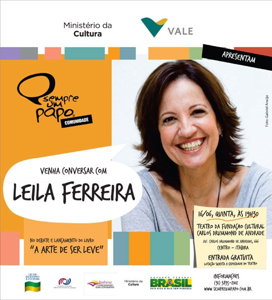 Leila Ferreira lança em Itabira seu livro “A Arte de Ser Leve”