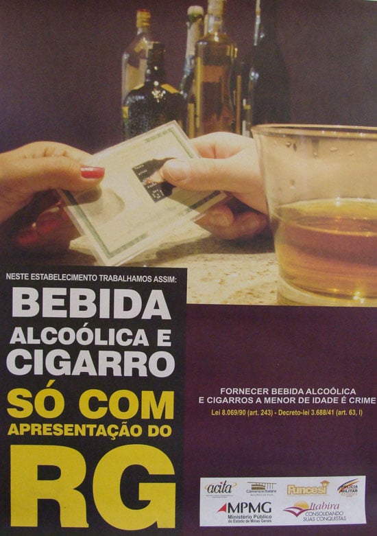 Lançada em Itabira a campanha “Bebida Alcoólica e Cigarro só com RG”