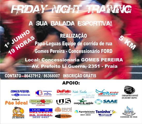 Friday Night Training reúne atletas no dia 1º de junho em Itabira