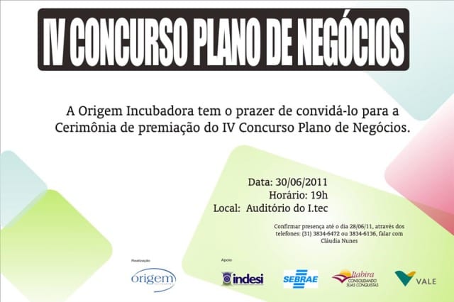 IV Concurso de Planos de Negócios da Origem Incubadora chega à fase final
