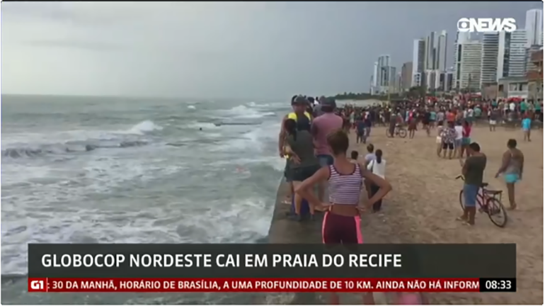 Helicóptero da Globo cai em Recife e deixa dois mortos