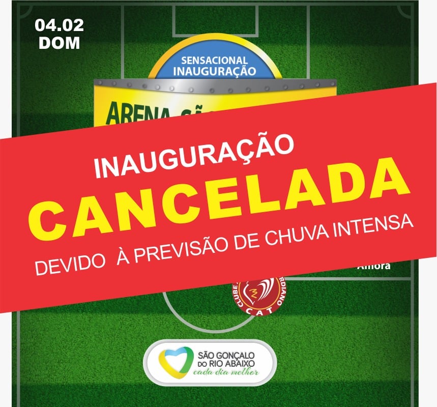 Cancelada a inauguração do Arena São Gonçalo devido à previsão de chuva intensa