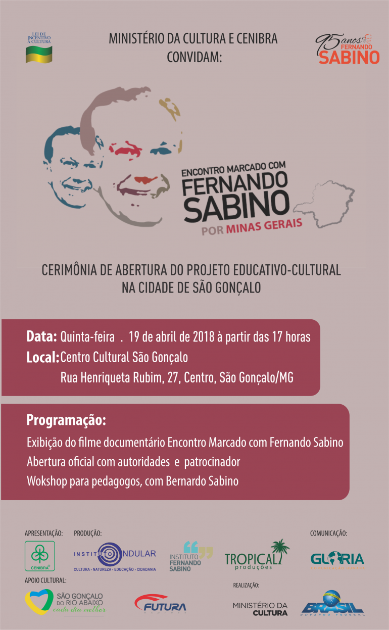 São Gonçalo recebe projeto ‘Encontro Marcado com Fernando Sabino’