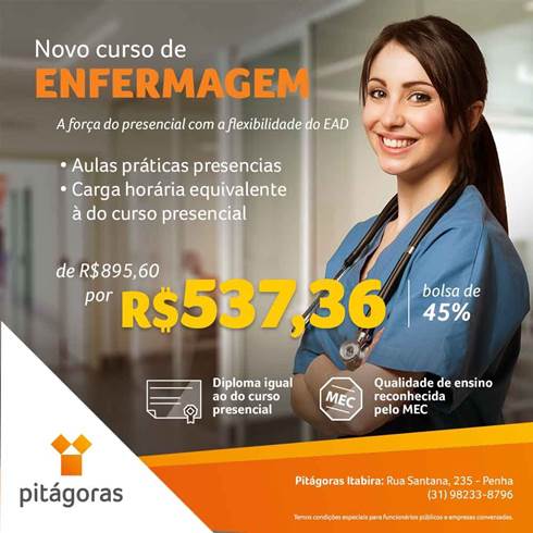Enfermagem é o mais novo curso da Faculdade Pitágoras em Itabira