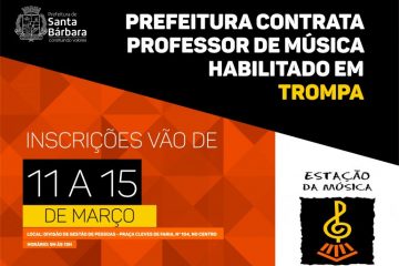 Prefeitura de Santa Bárbara contrata professor de música