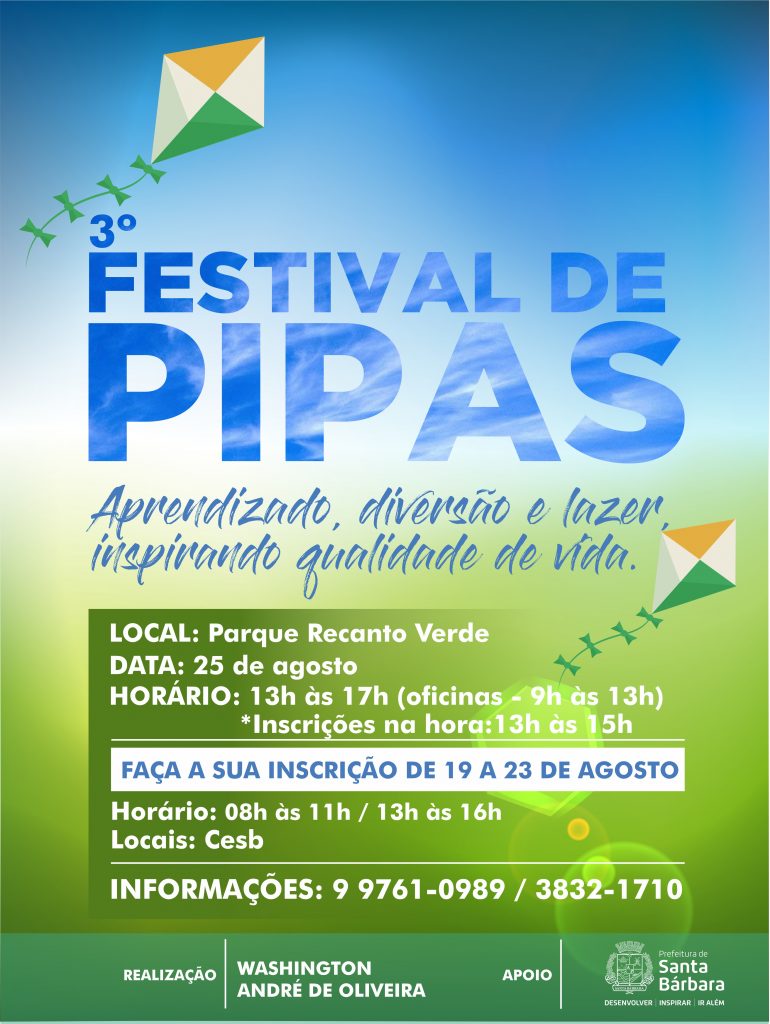 Santa Bárbara realiza 3º Festival de Pipas em agosto