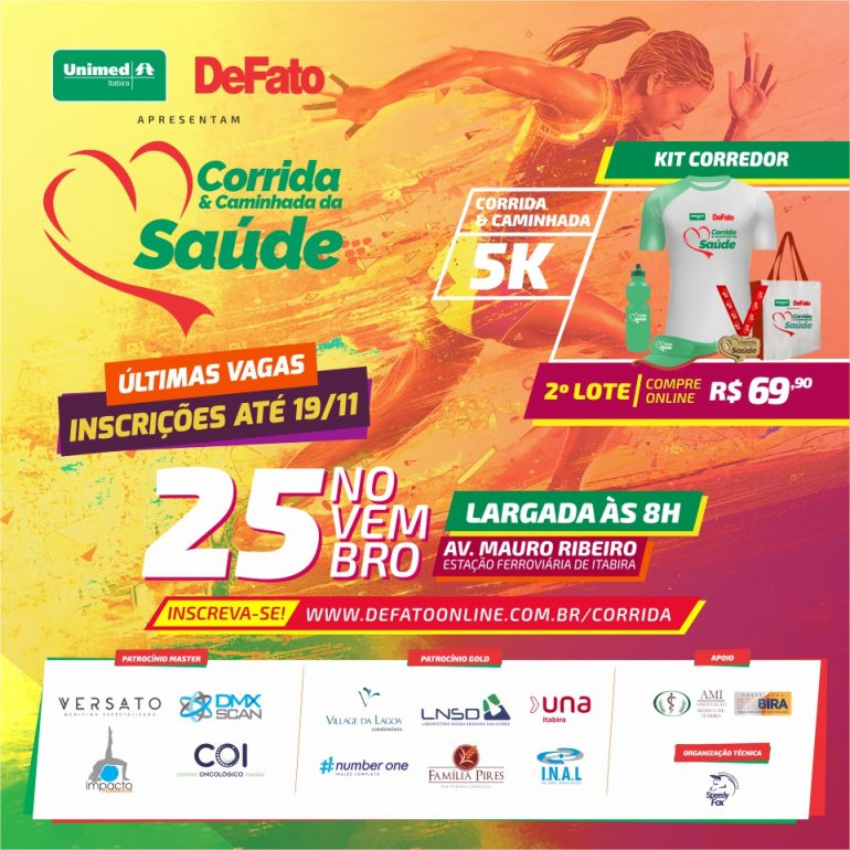 Reta final! Se apresse e garanta participação na Corrida & Caminhada da Saúde