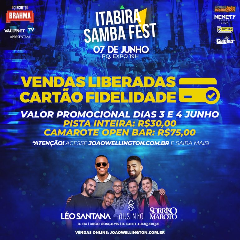 Itabira Samba Fest: Cartão fidelidade garante ingressos mais baratos hoje e amanhã