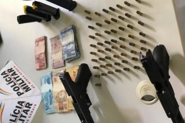PM prende duas pessoas com armas em São José do Goiabal