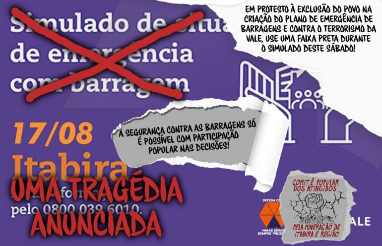 Comitê Popular dos Atingidos pela Mineração propõe protesto pacífico durante simulado de Itabira