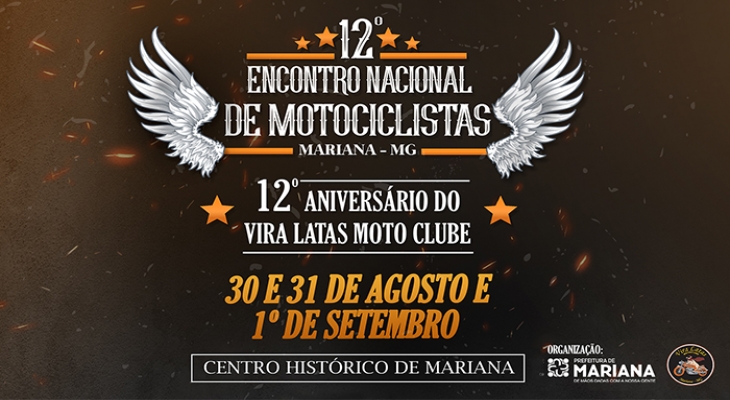 Praça Gomes Freire será palco do 12º Encontro de Motociclistas de Mariana