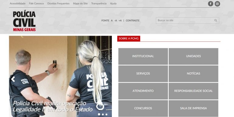 Polícia Civil de Minas Gerais disponibiliza novo site para a população