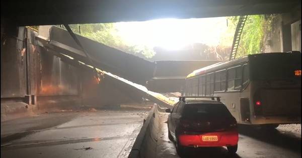 Teto de túnel desaba e provoca caos no Rio de Janeiro