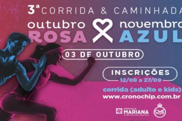 Inscrições para Corrida Outubro Rosa e Novembro Azul em Mariana vão até sexta