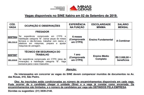vagas sine