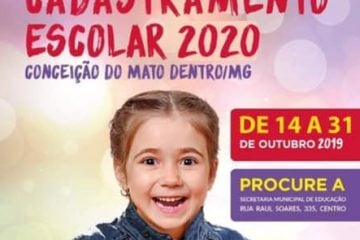 Cadastramento Escolar 2020 termina amanhã em Conceição