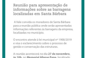Vale se reúne com moradores de Santa Bárbara para falar sobre barragens
