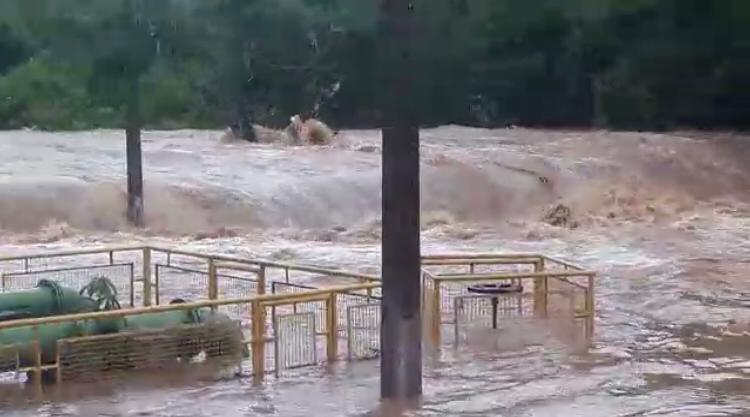 Após chuvas fortes, represa se rompe em cidade goiana