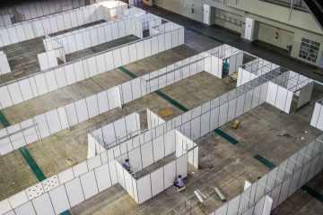 Estrutura do hospital de campanha, no Expominas, será entregue na sexta (3)