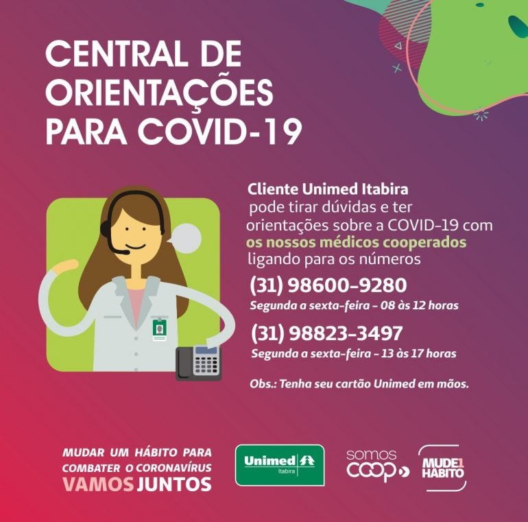 Unimed Itabira lança Central de Orientações para Covid-19