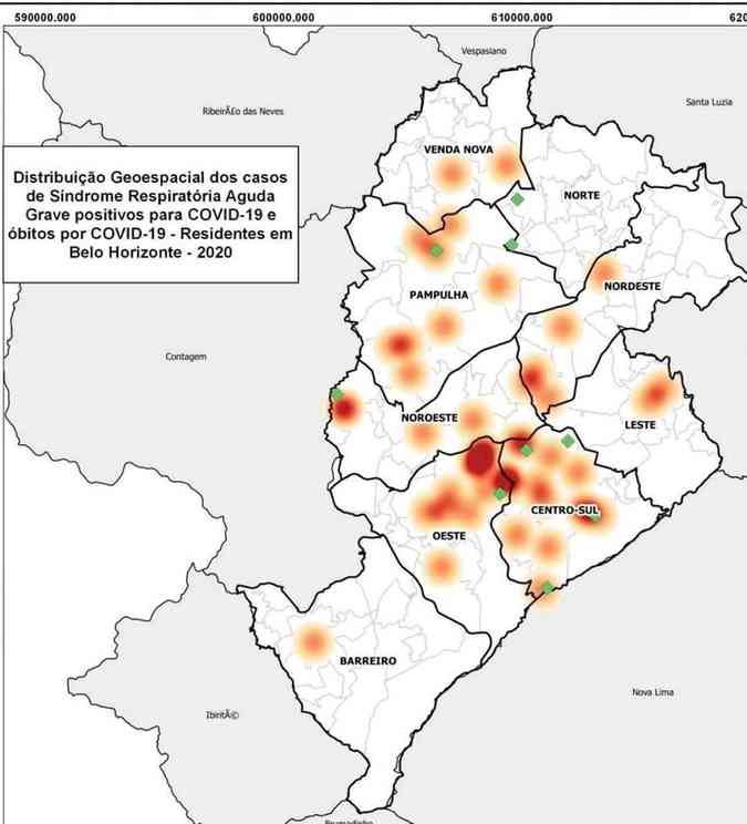 BH mapeia regiões com maior número de pessoas com coronavírus; saiba quais são