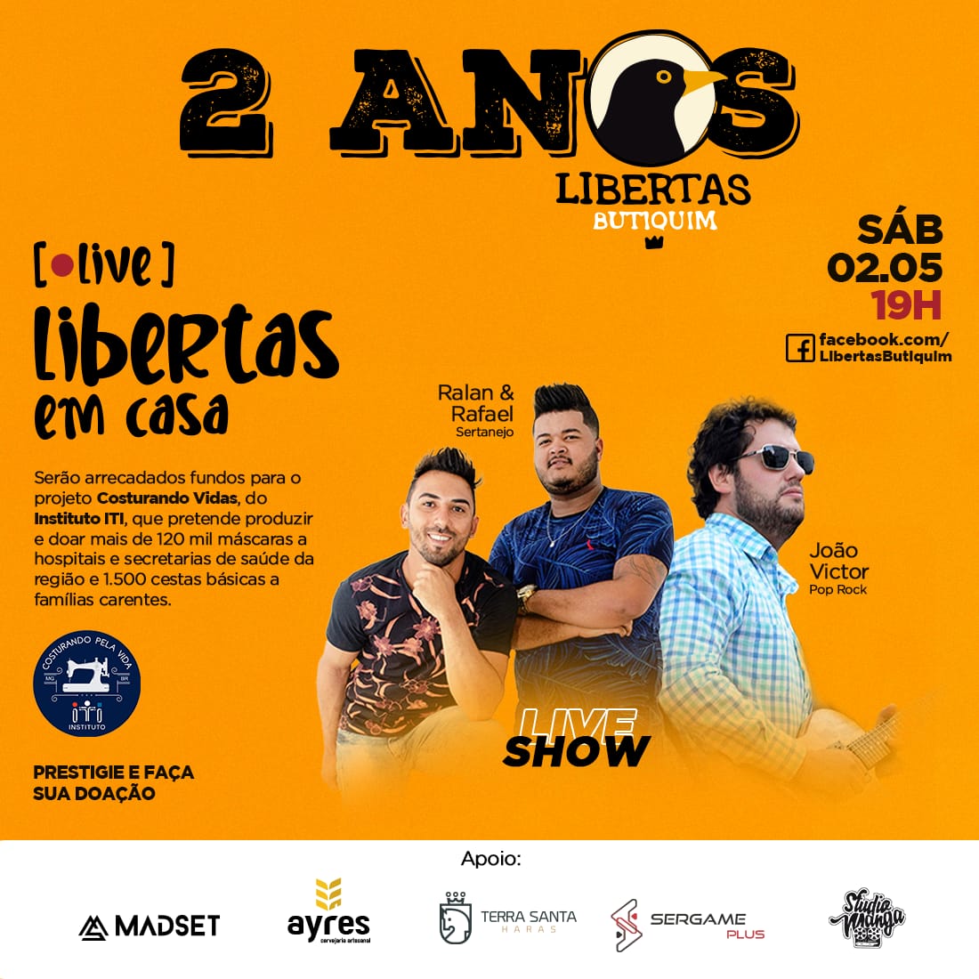 Libertas Butiquim promove live solidária em comemoração aos 2 anos de casa