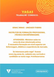Senac Itabira contrata instrutor de formação