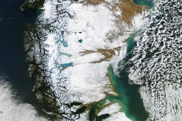 Nasa captura imagem rara da Patagônia no inverno