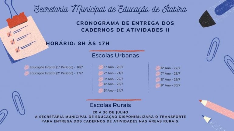 Novos cadernos de atividades serão entregues a alunos da rede municipal a partir desta quinta