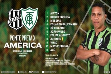 Lisca escala Vitão como titular na estreia do América na Série B. Veja o time