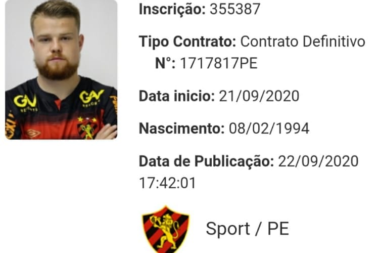 Já regularizado no BID da CBF, Marcos Serrato está apto a reforçar Sport na Série A