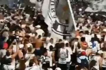 Torcedores do Atlético ignoram veto da PM e se aglomeram em ‘rua de fogo’ no Mineirão