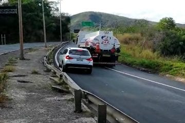Pintura errada em trecho não duplicado da BR-381 confunde motoristas