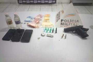 PM apreende pistola e detém suspeitos de tráfico de drogas em Itabira