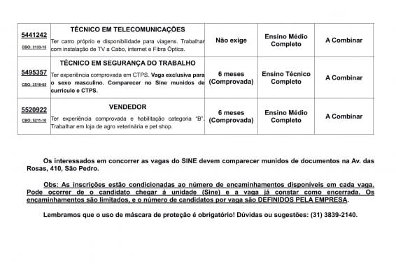 vagas de emprego