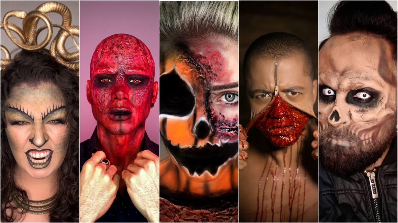 A representação do Halloween é destaque na maquiagem artística