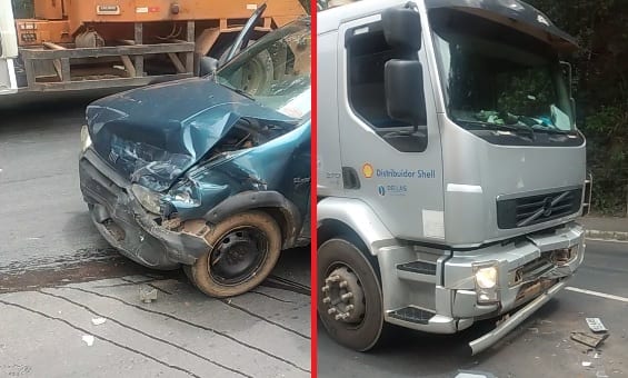 Caminhão tanque na contramão bate de frente com caminhonete