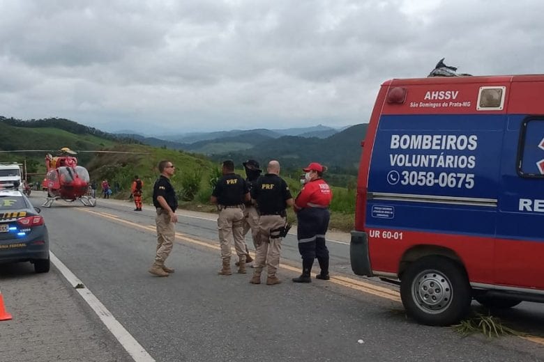 Motociclista é socorrido com fratura após acidente na BR-262