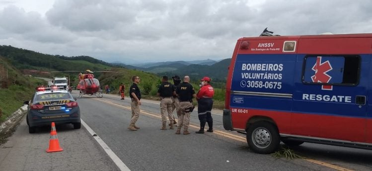 Motociclista é socorrido com fratura após acidente na BR-262