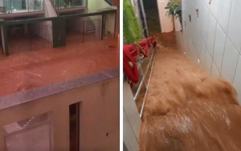 Água invade casas do Jardim Cecília, em Nova Era, e causa estragos