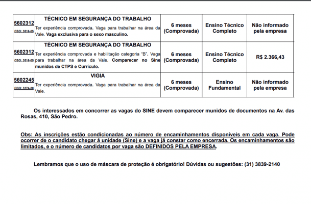 vaga de emprego