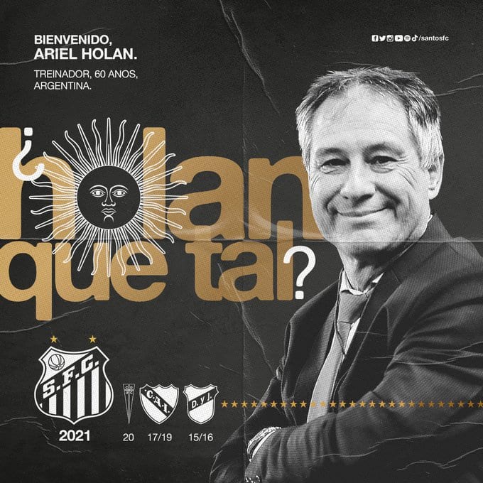 Santos anuncia chegada do técnico Ariel Holan, que assina até o fim de 2023