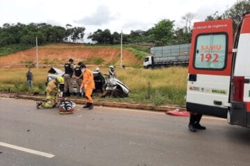 Duas pessoas ficam feridas em acidente da MG-129, em Itabira