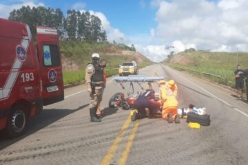 Mulher fica gravemente ferida em acidente na MG-129, em Itabira