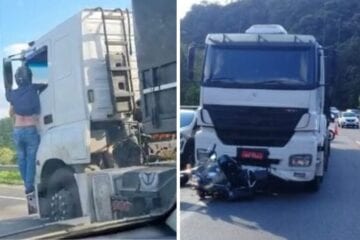 Caminhoneiro arrasta moto por 32 quilômetros; veja os vídeos
