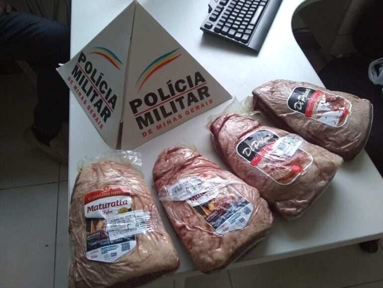 Homem rouba quatro picanhas em supermercado e acaba preso em Itabira