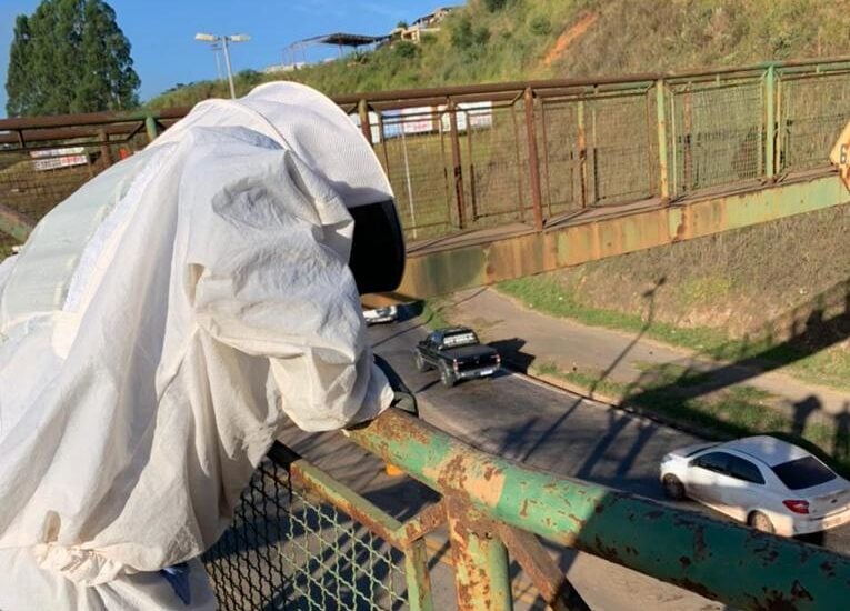 Prefeitura de Monlevade monta operação para retirada de abelhas de passarela