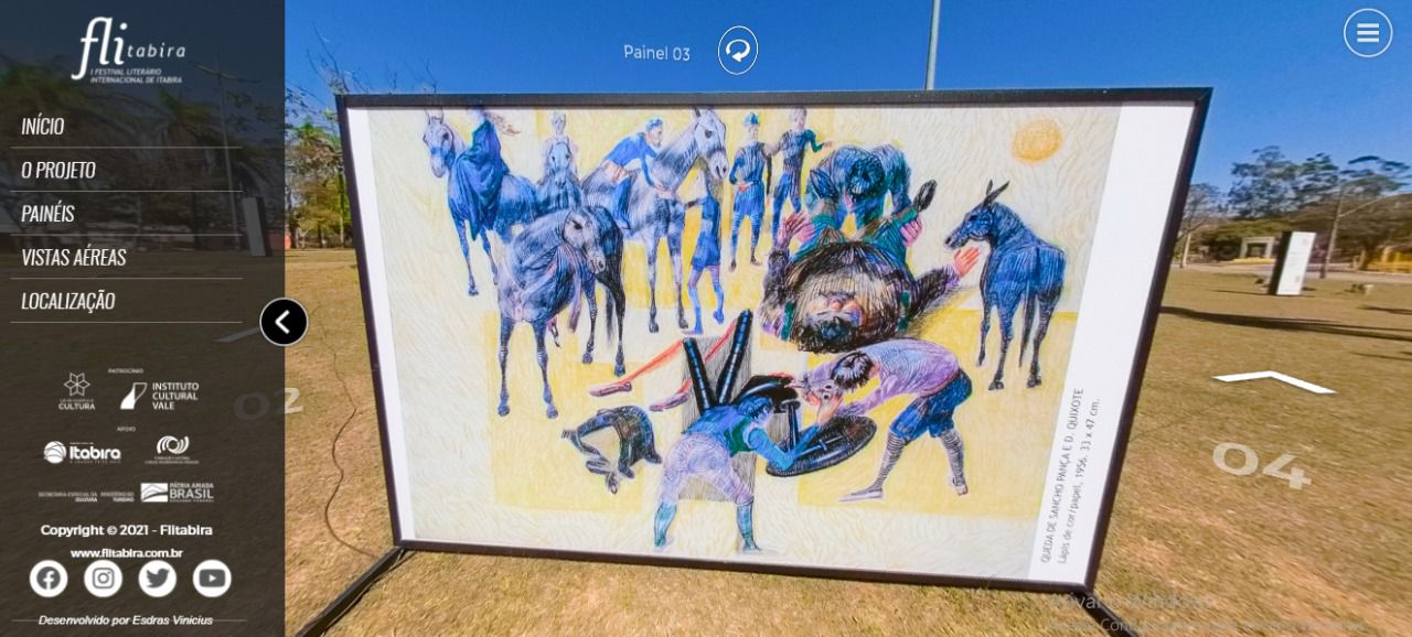 Flitabira: tour virtual 360° mostra a exposição “Ocupação Dom Quixote – Portinari e Drummond”